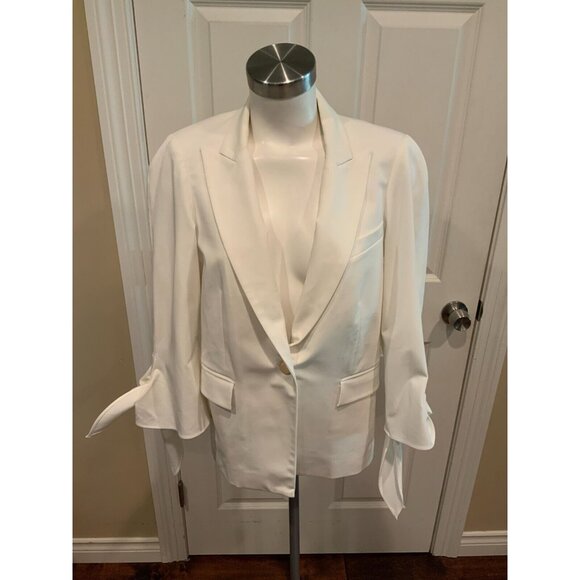 Veronica Beard White Corrine Single-Breasted Tie-Cuff Dickey Jacket Size 10 $650 - Picture 2 of 9